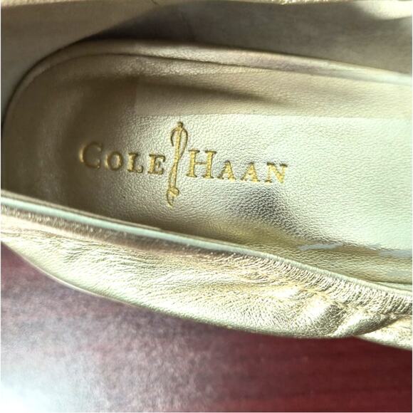 Cole Haan Air Amari Wedge Heel Women's Sz 7.5 B Metallic Gold Open Toe Shoes - Picture 4 of 16